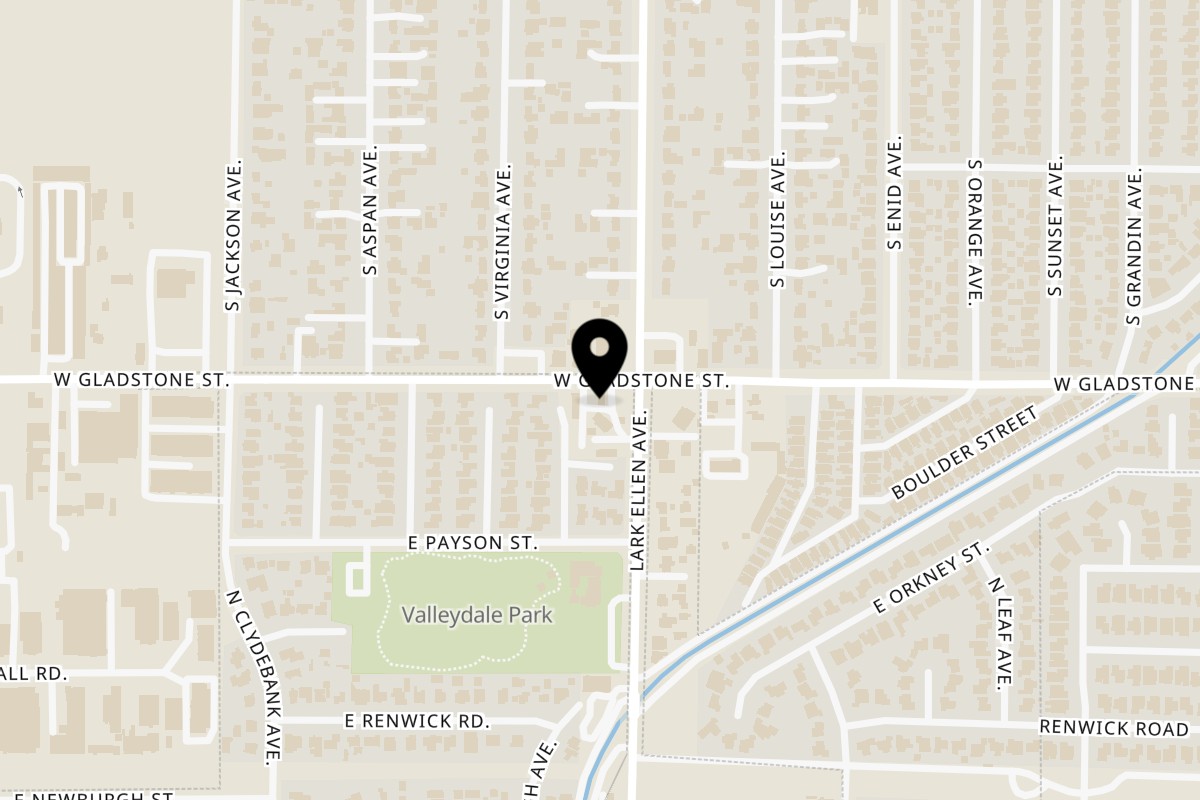 Map showing the location of Marianao on 16920 E Gladstone St in Azusa